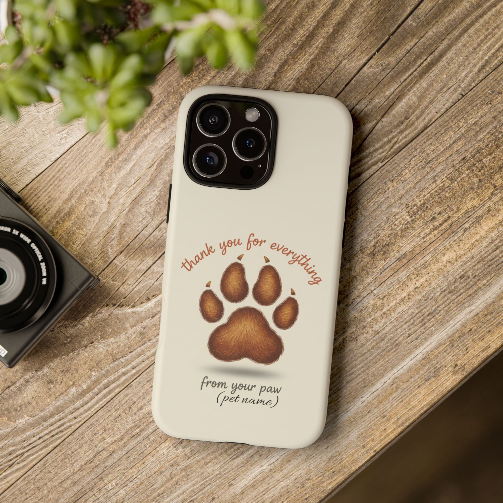 Phone Case — "Thank You for Everything" Paw Print Personalized Pet Tribute