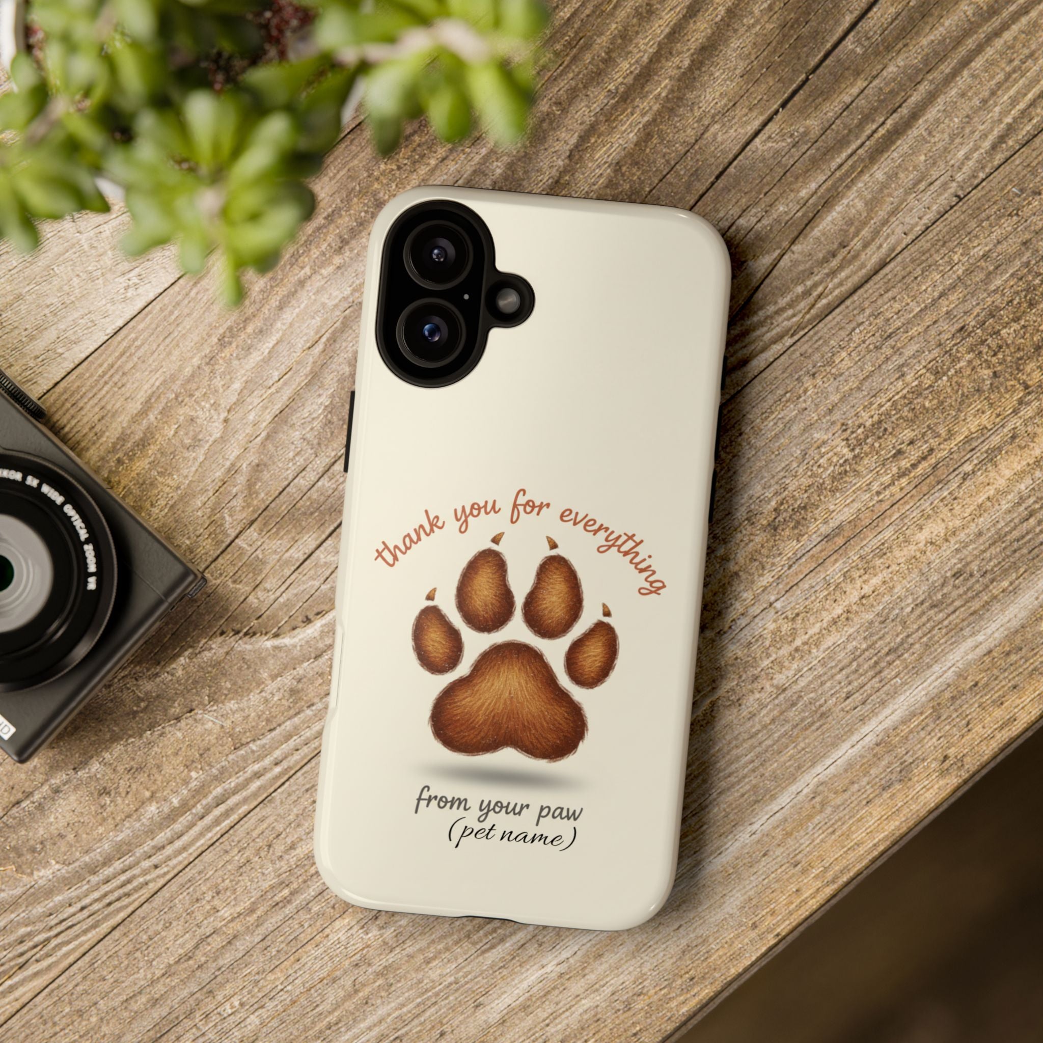 Phone Case — "Thank You for Everything" Paw Print Personalized Pet Tribute