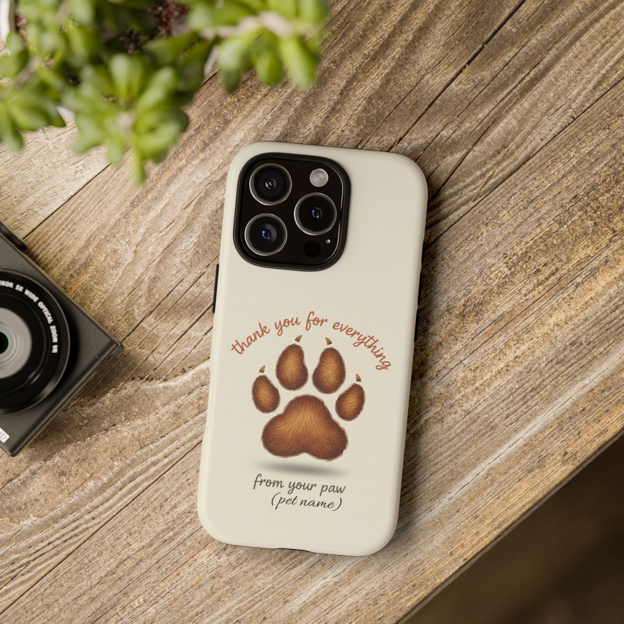 Phone Case — "Thank You for Everything" Paw Print Personalized Pet Tribute