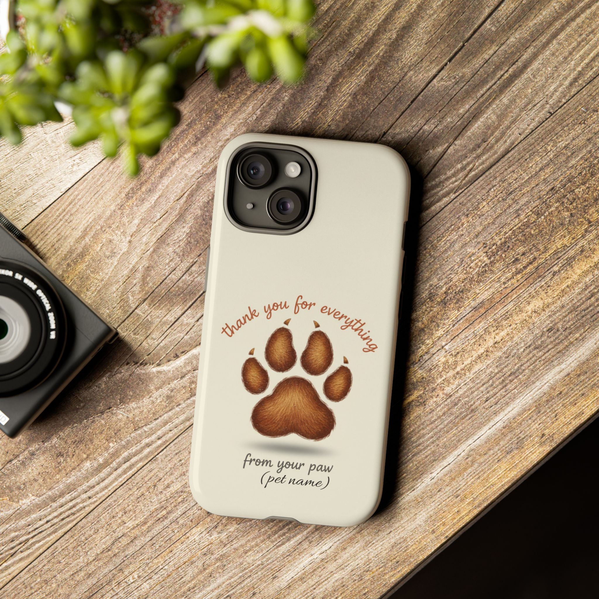 Phone Case — "Thank You for Everything" Paw Print Personalized Pet Tribute