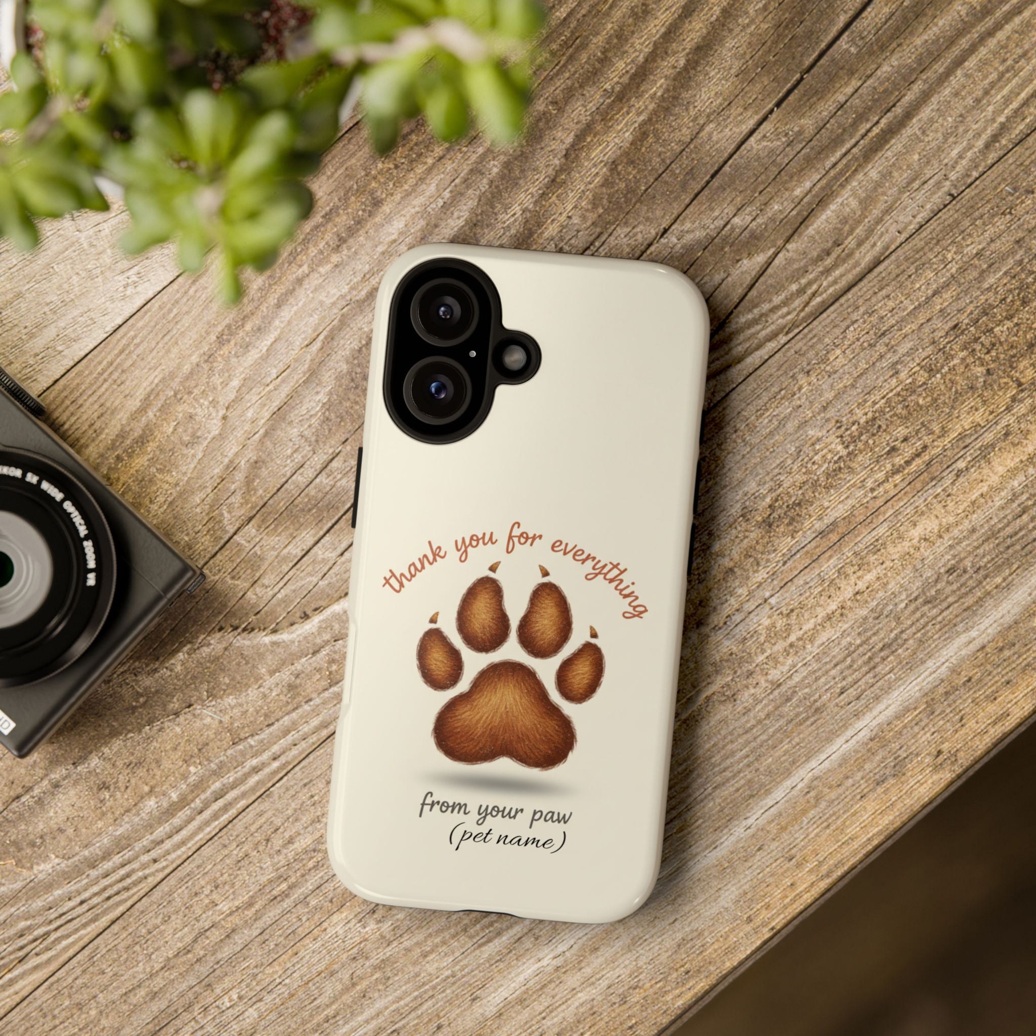 Phone Case — "Thank You for Everything" Paw Print Personalized Pet Tribute