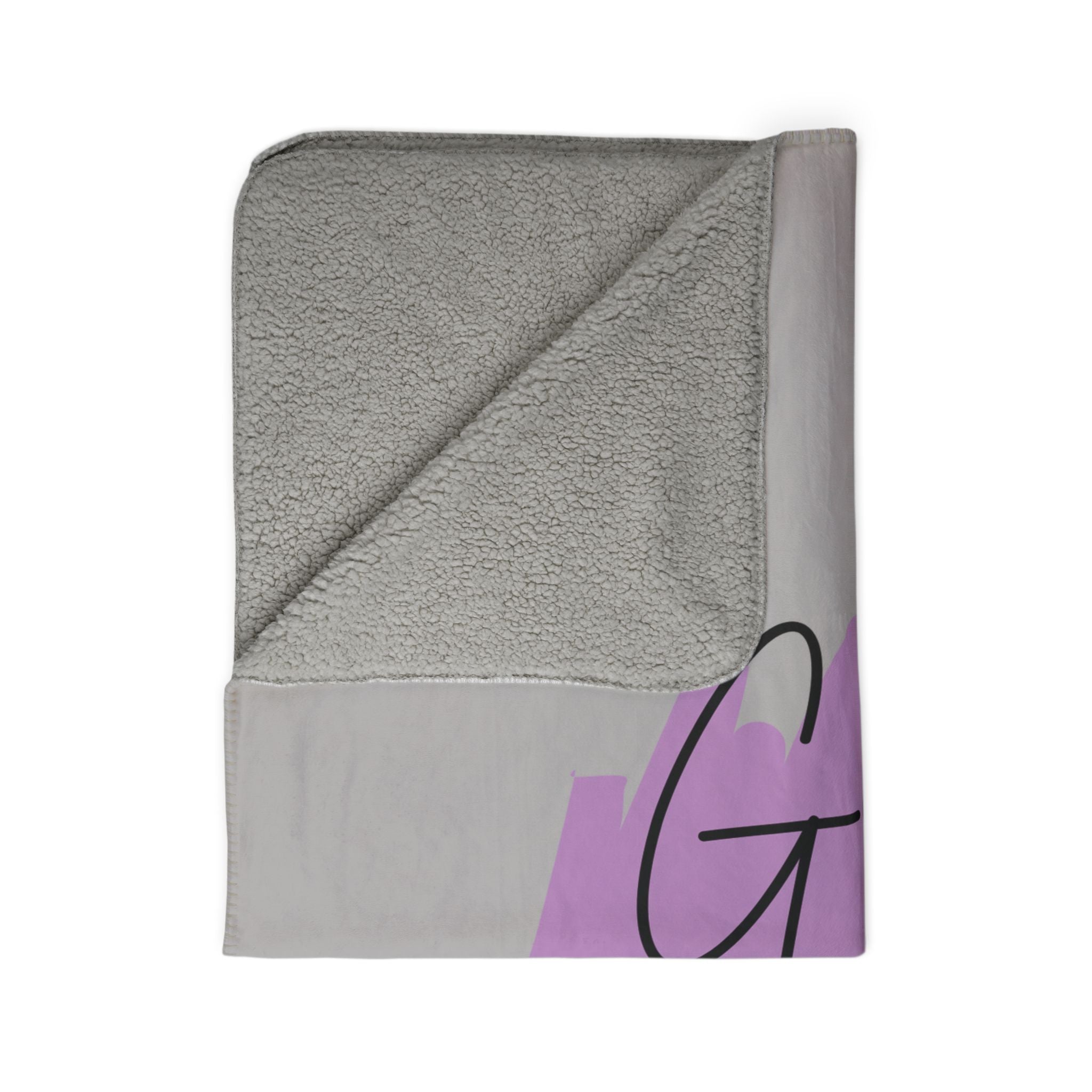 Personalized Pug Sherpa Blanket — Custom Name ‘Gracie’, Cozy Gray Fleece with Paw Prints