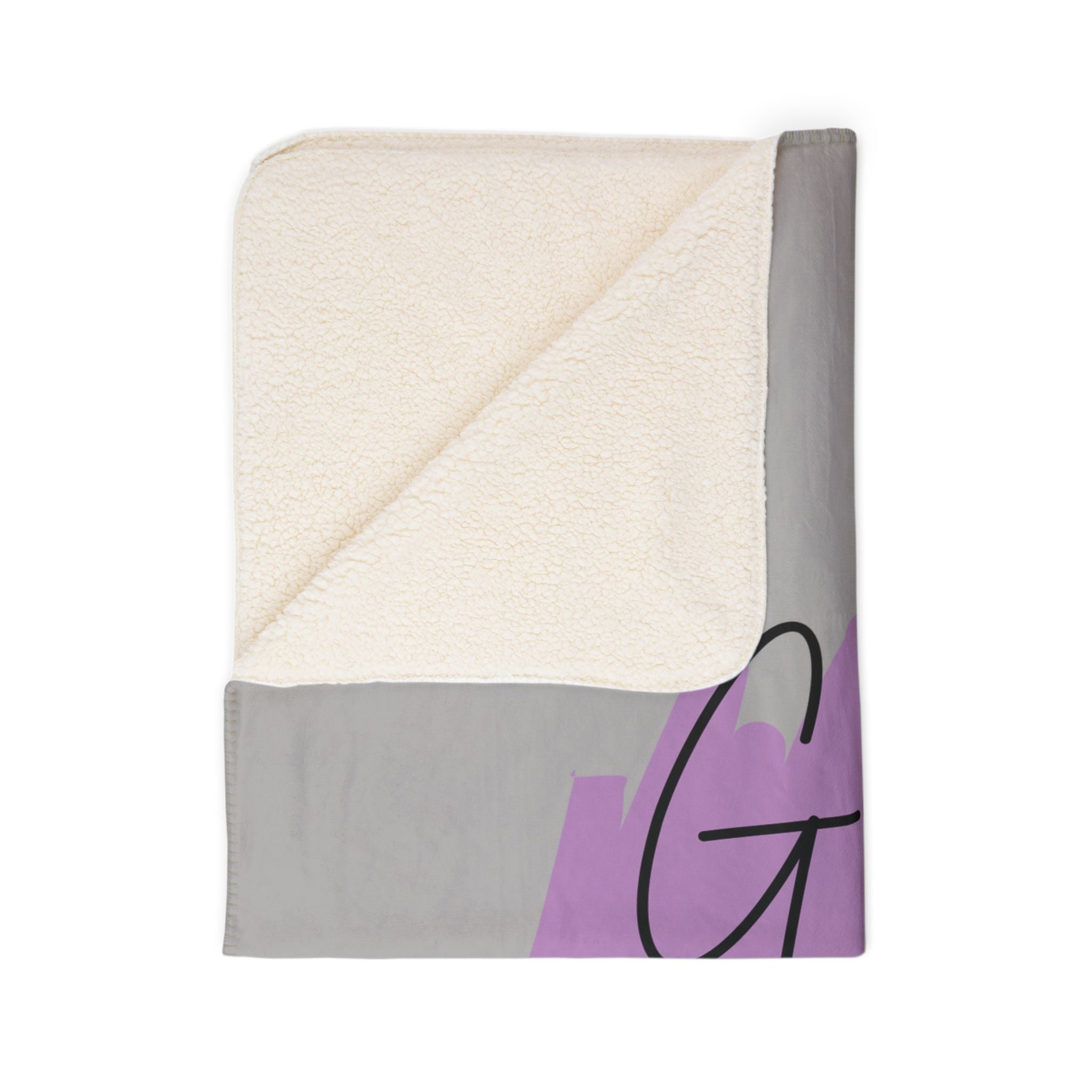 Personalized Pug Sherpa Blanket — Custom Name ‘Gracie’, Cozy Gray Fleece with Paw Prints