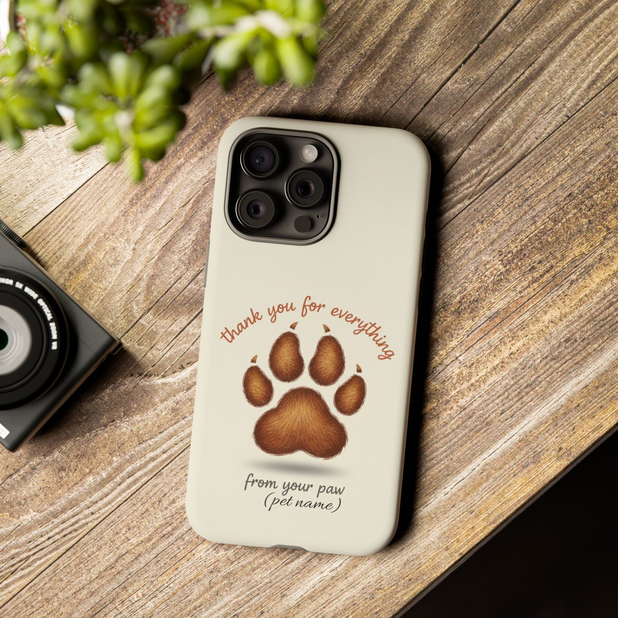 Phone Case — "Thank You for Everything" Paw Print Personalized Pet Tribute