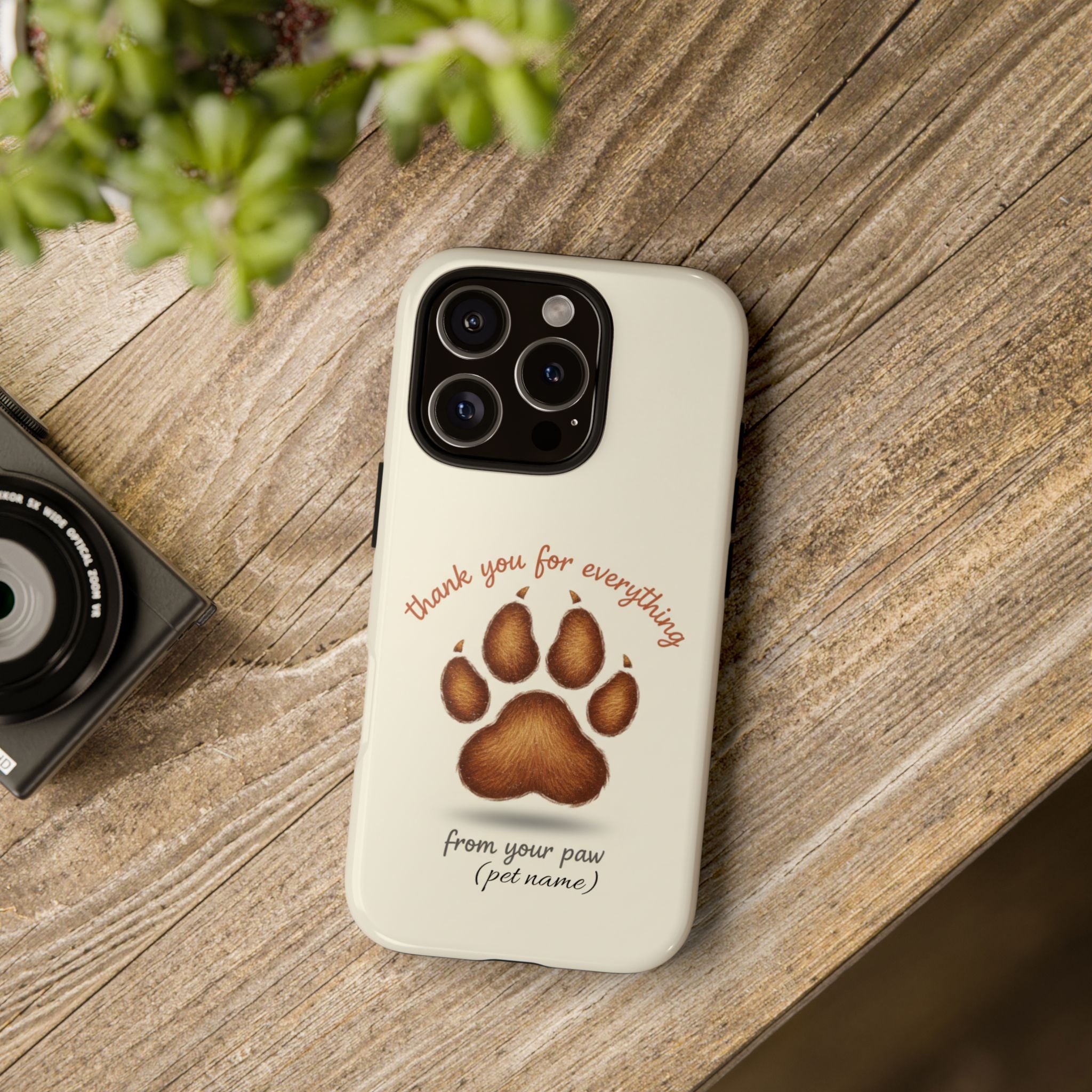 Phone Case — "Thank You for Everything" Paw Print Personalized Pet Tribute