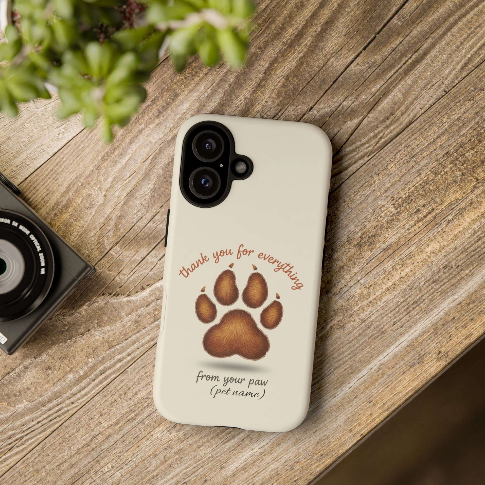 Phone Case — "Thank You for Everything" Paw Print Personalized Pet Tribute