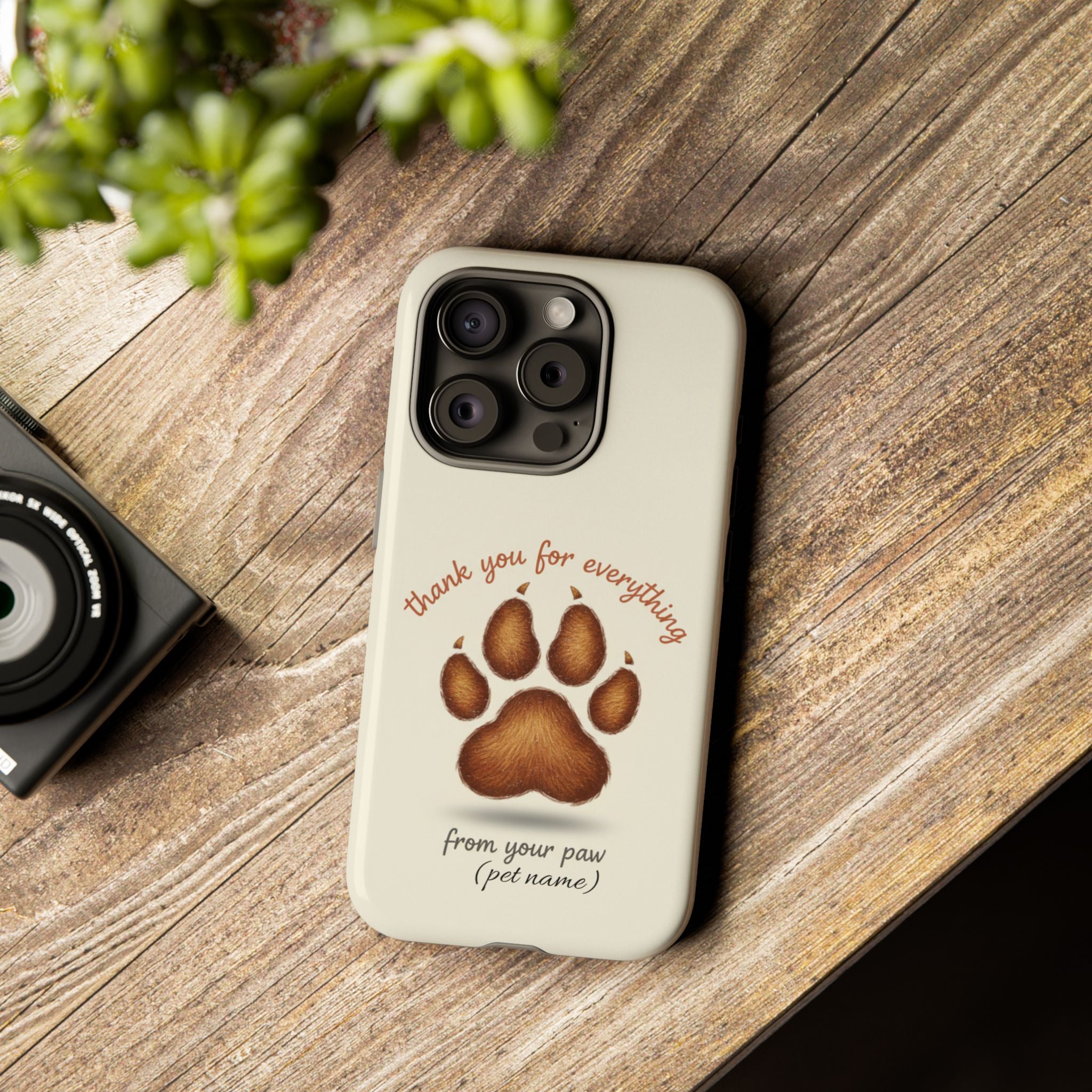 Phone Case — "Thank You for Everything" Paw Print Personalized Pet Tribute