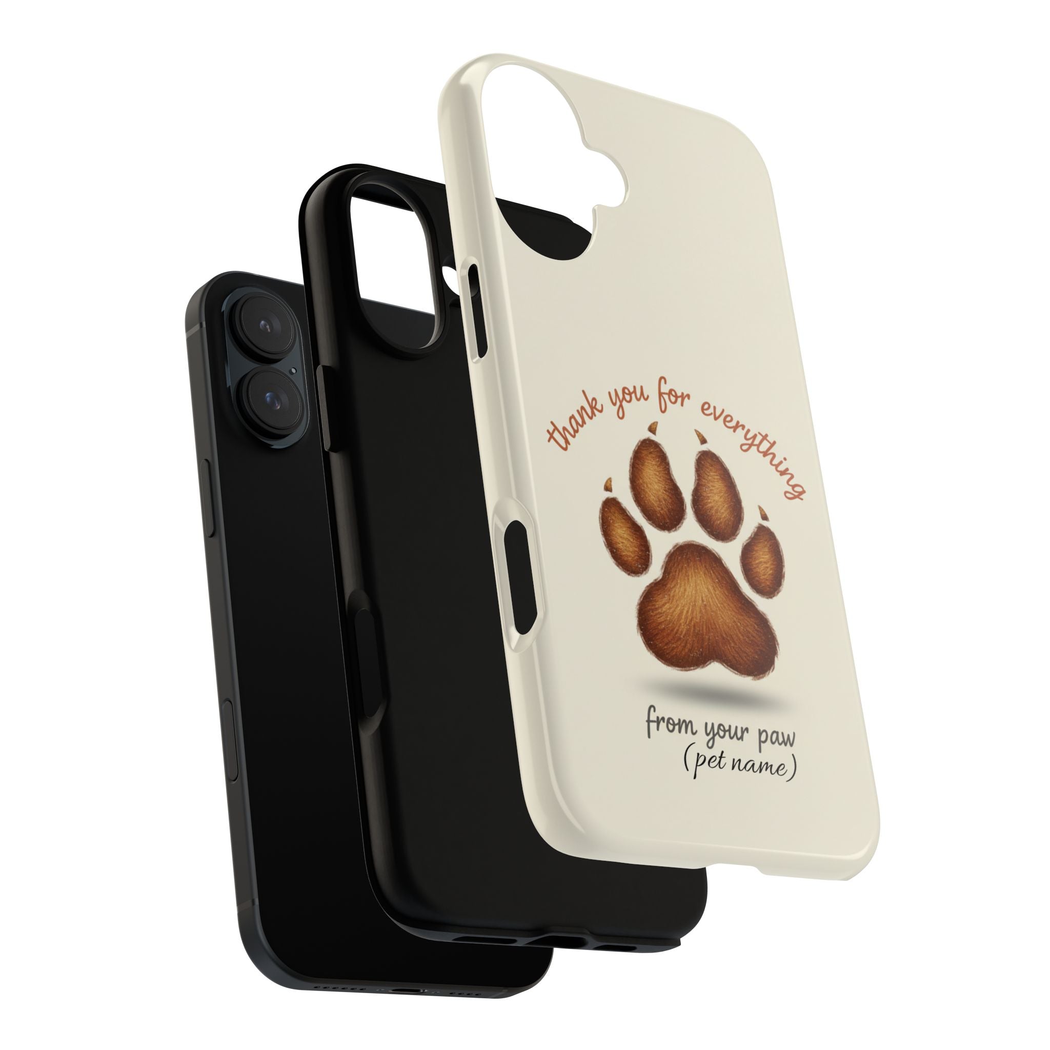 Phone Case — "Thank You for Everything" Paw Print Personalized Pet Tribute