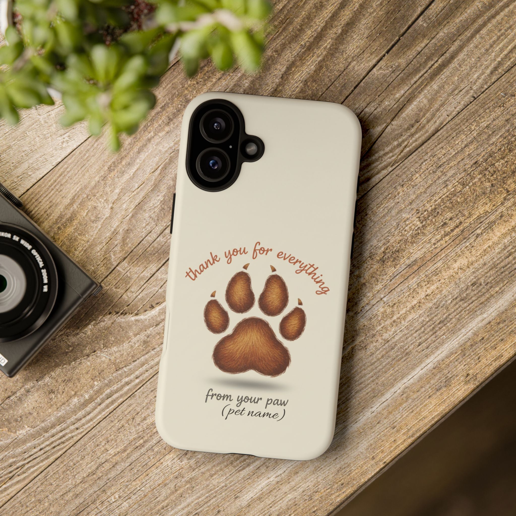 Phone Case — "Thank You for Everything" Paw Print Personalized Pet Tribute