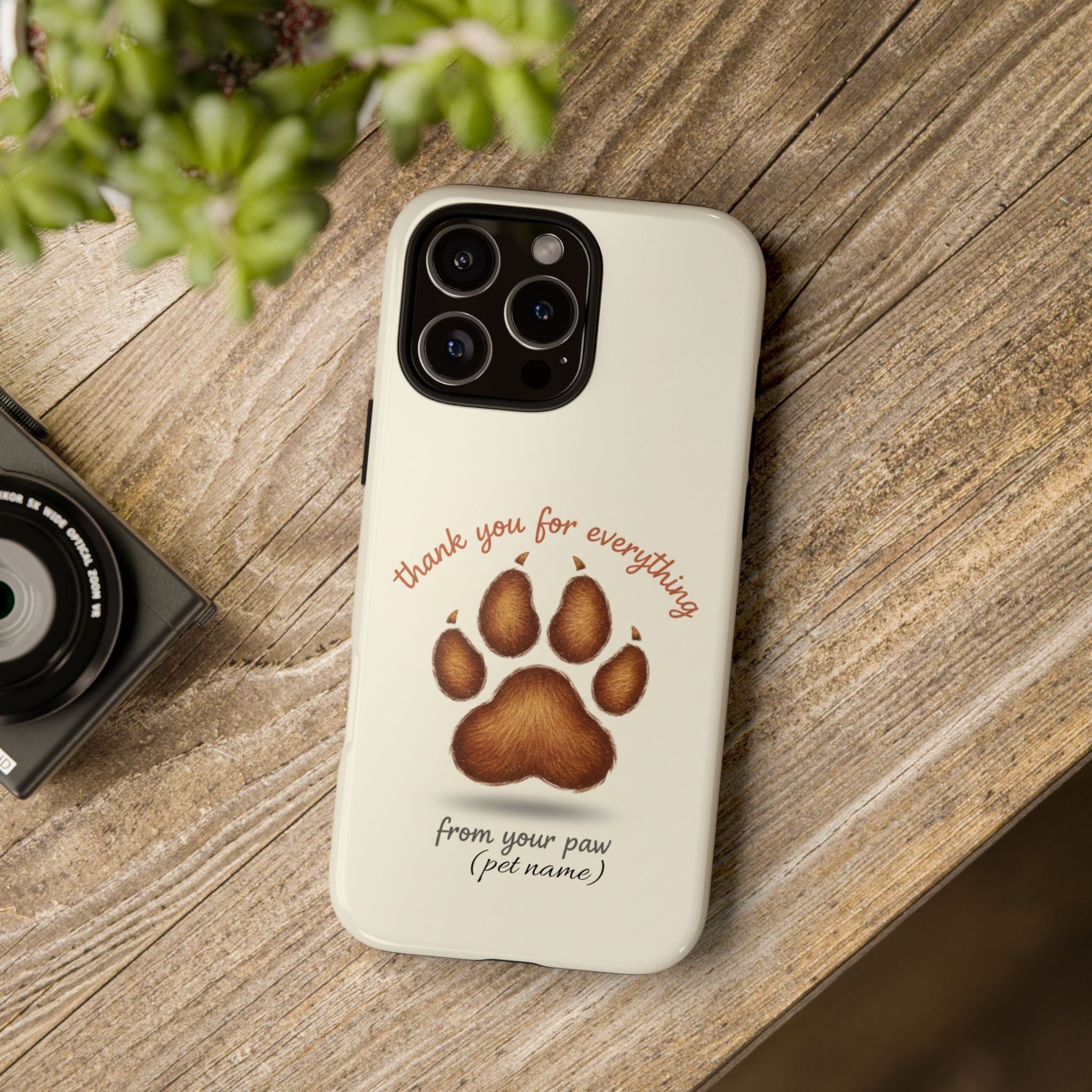 Phone Case — "Thank You for Everything" Paw Print Personalized Pet Tribute