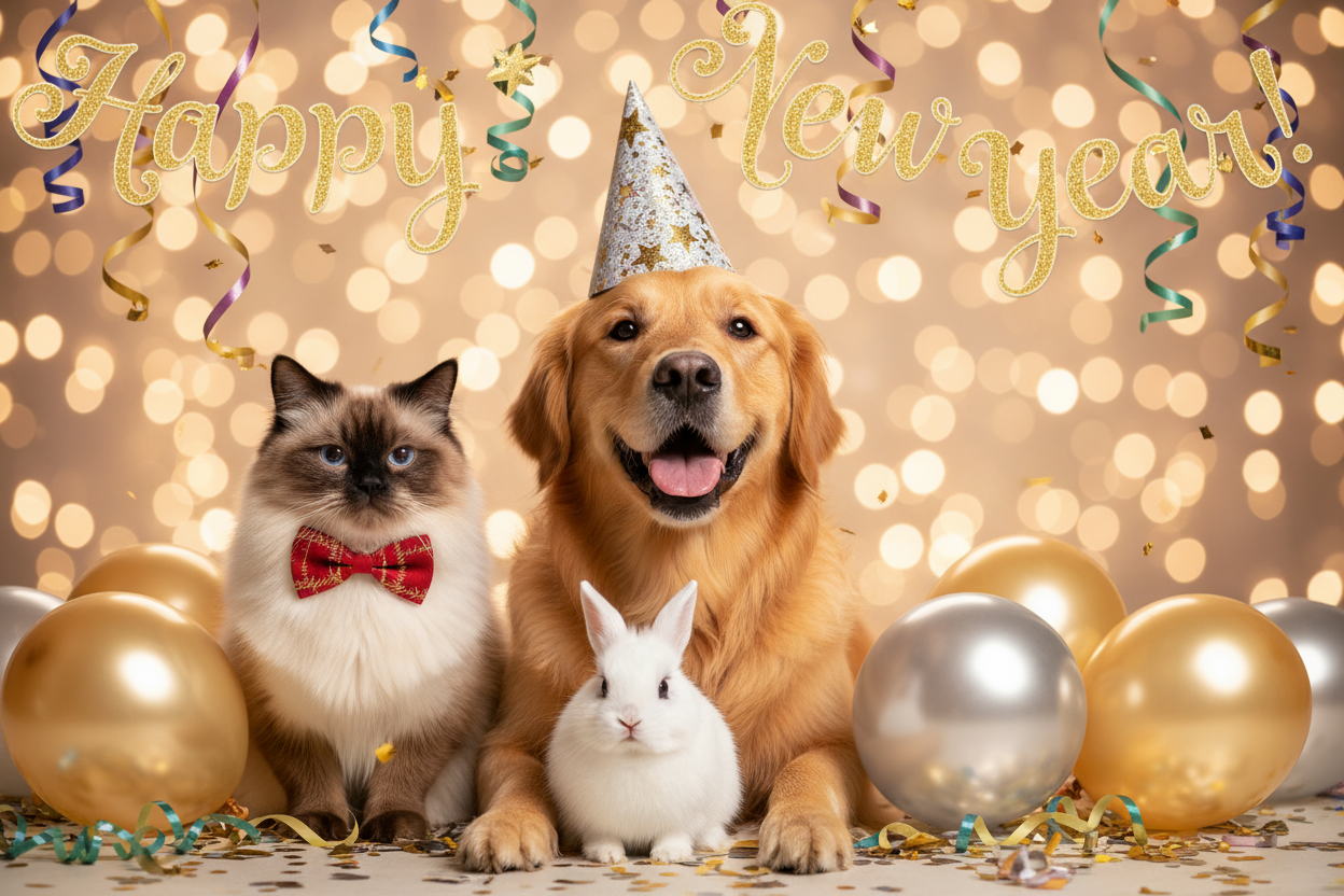 pets with new year